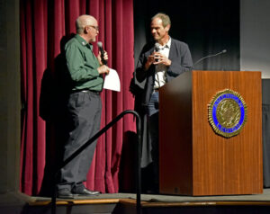 LAHTF Executive Director Escott O. Norton with Bill Steele (Project Manager, Navy Reservist, and former Projectionist)